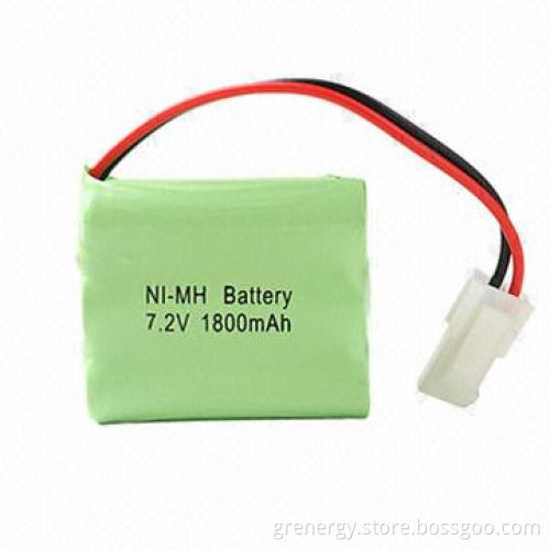 NiMH Battery Pack, Sized AA, 7.2V Nominal Voltage, 1,800mAh Capacity